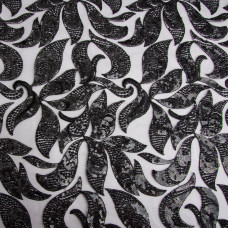 Тканина гіпюр, ошатна тканина, тканина для вечірніх платтів, мереживна тканина чорна