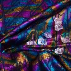 Тканина трикотаж Біфлекс Голограма 240 г/м2, тканина стрейчева трикотажна, тканина еластична блискуча т/синій