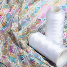 Тканина трикотаж Біфлекс Голограма 240 г/м2, тканина стрейчева трикотажна, тканина еластична блискуча білий