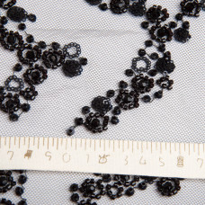 Тканина гіпюр бісер, ошатна тканина, тканина для вечірніх платтів, блискуча тканина чорна