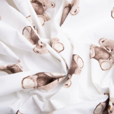 Тканина бязь ранфорс для постільної білизни, бавовна, 130 г/м2, 240 см 8110 v-10 Ведмежата беж