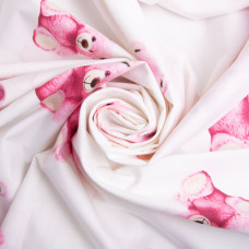 Тканина бязь ранфорс для постільної білизни, бавовна, 130 г/м2, 240 см 8110 v-4 Ведмежата рожева