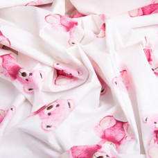 Тканина бязь ранфорс для постільної білизни, бавовна, 130 г/м2, 240 см 8110 v-4 Ведмежата рожева