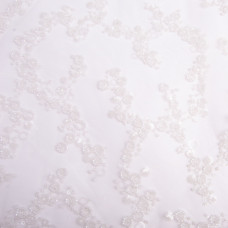 Тканина гіпюр бісер, ошатна тканина, тканина для вечірніх платтів, блискуча тканина біла