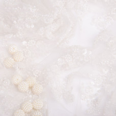 Тканина гіпюр бісер, ошатна тканина, тканина для вечірніх платтів, блискуча тканина біла