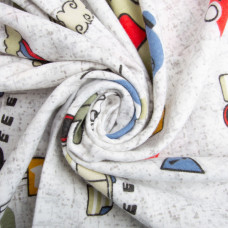 Тканина фланель бавовна 240 см 170 г/м2, м'яка тканина для постільної білизни, пелюшок 10.27285/6 Автомобілі сіра