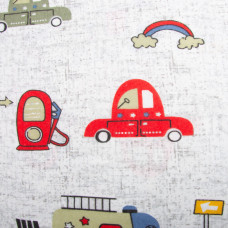 Тканина фланель бавовна 240 см 170 г/м2, м'яка тканина для постільної білизни, пелюшок 10.27285/6 Автомобілі сіра