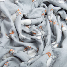 Тканина фланель бавовна 240 см 170 г/м2, м'яка тканина для постільної білизни, пелюшка Пташка сіра