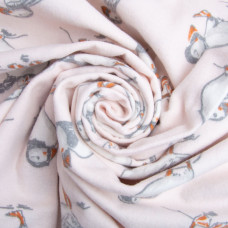 Тканина фланель бавовна 240 см 170 г/м2, м'яка тканина для постільної білизни, пелюшка Пташка рожева