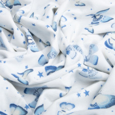 Тканина фланель бавовна 240 см 170 г/м2, м'яка тканина для постільної білизни, пелюшок 11.23616/22 Метелики синя