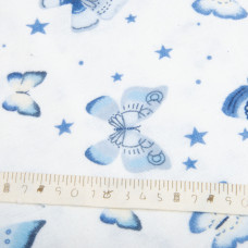 Тканина фланель бавовна 240 см 170 г/м2, м'яка тканина для постільної білизни, пелюшок 11.23616/22 Метелики синя