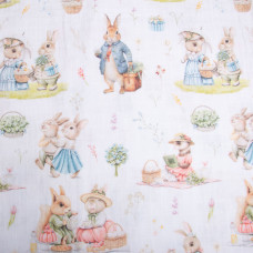 Тканина бавовна Муслін 160 см 218 г/м2 для платтів, блузок, спідниць, халатів, костюмів, пледів Зайчики