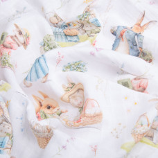 Тканина бавовна Муслін 160 см 218 г/м2 для платтів, блузок, спідниць, халатів, костюмів, пледів Зайчики