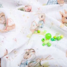 Тканина бавовна Муслін 160 см 218 г/м2 для платтів, блузок, спідниць, халатів, костюмів, пледів Зайчики