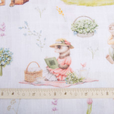Тканина бавовна Муслін 160 см 218 г/м2 для платтів, блузок, спідниць, халатів, костюмів, пледів Зайчики