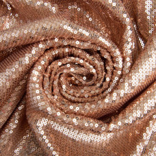 Тканина трикотаж паєтки 140 см 195 г/м2, для вечірніх суконь, костюмів, спідниць і сценічному одягу мідь