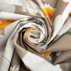 Тканина бязь ранфорс для постільної білизни, бавовна, 125 г/м2, 220 см R-6958 Ромашка