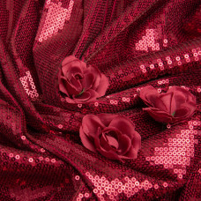 Тканина трикотаж паєтки 140 см 195 г/м2, для вечірніх суконь, костюмів, спідниць і сценічному одягу бордо