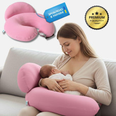 Подушка для годування диванчик 60х70х16 см бавовна антиалергенна, для зручності мами, з блискавкою пудра