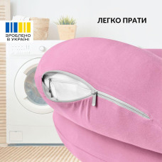 Подушка для годування диванчик 60х70х16 см бавовна антиалергенна, для зручності мами, з блискавкою пудра