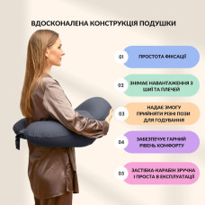 Подушка для годування диванчик 60х70х16 см бавовна антиалергенна, для зручності мами, з блискавкою т/сіра