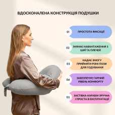 Подушка для годування диванчик 60х70х16 см бавовна антиалергенна, для зручності мами, з блискавкою сірий-беж