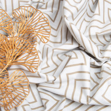 Тканина бавовна сатин для постільної білизни, натуральна тканина, постільна білизна, 120 г/м2 S-3395-В зигзаг сіро/беж