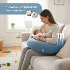 Подушка для вагітних і годування 30х190 см SeiDesign трикотаж гіпоалергенна, наволочка з бавовни з блискавкою м'ята