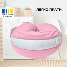 Подушка для вагітних і годування 30х190 см SeiDesign трикотаж гіпоалергенна, наволочка з бавовни на блискавці пудра