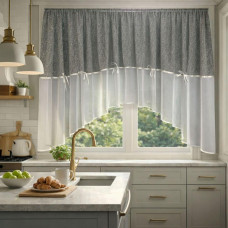 Штора-арка для кухні готова з прозорою тасьмою, 4 м, на карниз 1,5-2 м, тюль на кухню