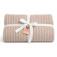 Плед простирадло 220х235 см, бавовна, для ліжка, дивана, пляжу, натуральний беж