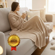 Плед простирадло 220х235 см, бавовна, для ліжка, дивана, пляжу, натуральний беж