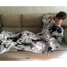 Плед з флісу з рукавами Товстий кіт