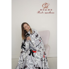 Плед з флісу з рукавами Товстий кіт