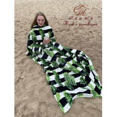 Плед із флісу з рукавами Кактуси