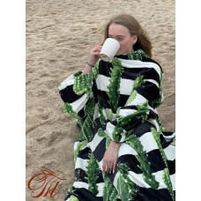 Плед із флісу з рукавами Кактуси