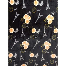 Плед з флису Париж на чорному (160х210)