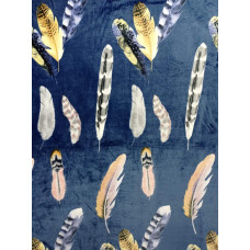 Плед з флісу Перо на синьому (160х210)