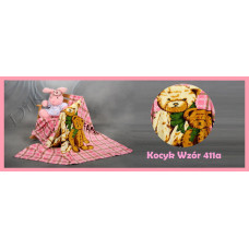 Плед із мікрофібри Ведмедики на рожевій клітині