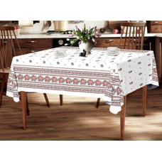 Скатертина "Орнамент червоний" прямокутна лляна