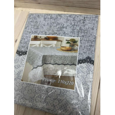 Скатертина "Орнамент сірий" прямокутна лляна