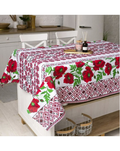 Скатертини Home plus    OT150х220-маки купити у Postel.biz.ua