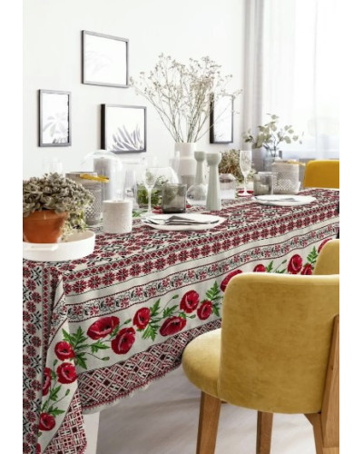Скатертини Home plus    OT150х220-маки купити у Postel.biz.ua
