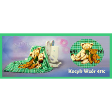 Плед із мікрофібри Ведмедики на зеленій клітині