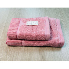 Набір махрових рушників 2 шт Троянда рожева