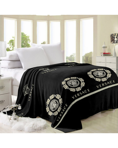 Плед з флісу Версаче чорна (160х210)