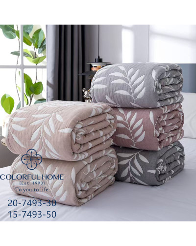 Покривало лен-муслин Colorful Home 150х200 Листочки в асортименті