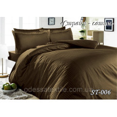 Комплект постільної білизни Тет-А-Тет двоспальний Страйп сатин Шоколад ST-006