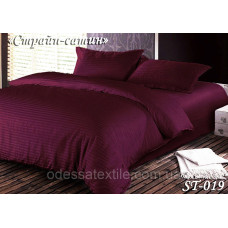 Комплект постільної білизни Тет-А-Тет євро Страйп сатин буряковий ST-019