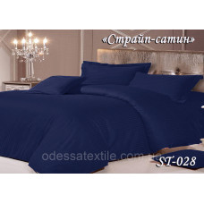 Комплект постільної білизни Тет-А-Тет двоспальний Страйп сатин Синій ST-028